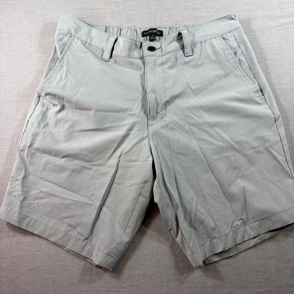 Banana Republic Chino Shorts Mens 34 Grey Excellent Elastic Waist Textured